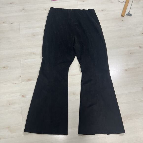 Free People We the Free Black Real Deal Slit Hem Flare Pant 33 Faux Suede HR - Picture 7 of 13